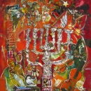 Menora sur fond rouge